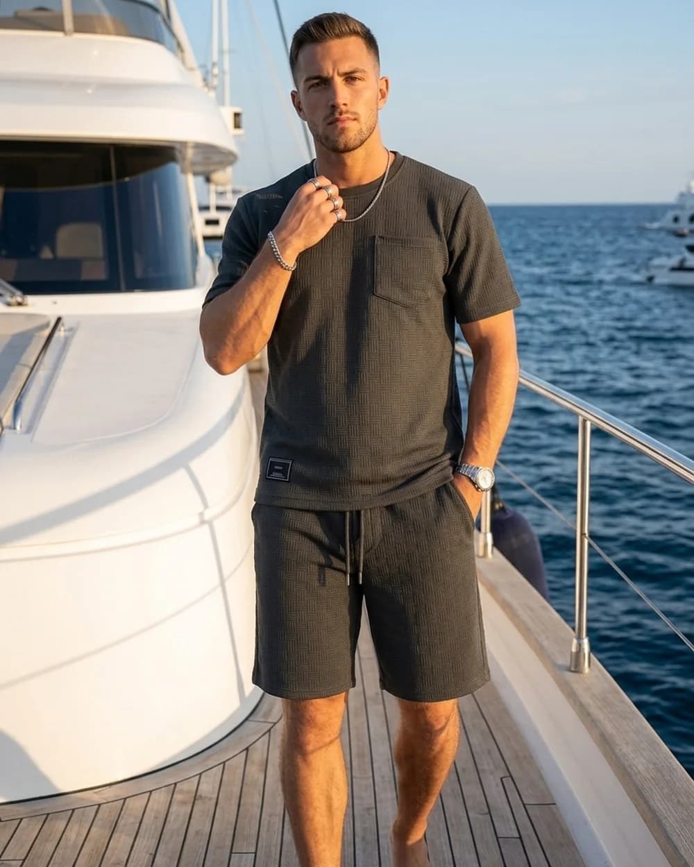 Мужской комплект графит: футболка и шорты, цвет Графит, фото 2